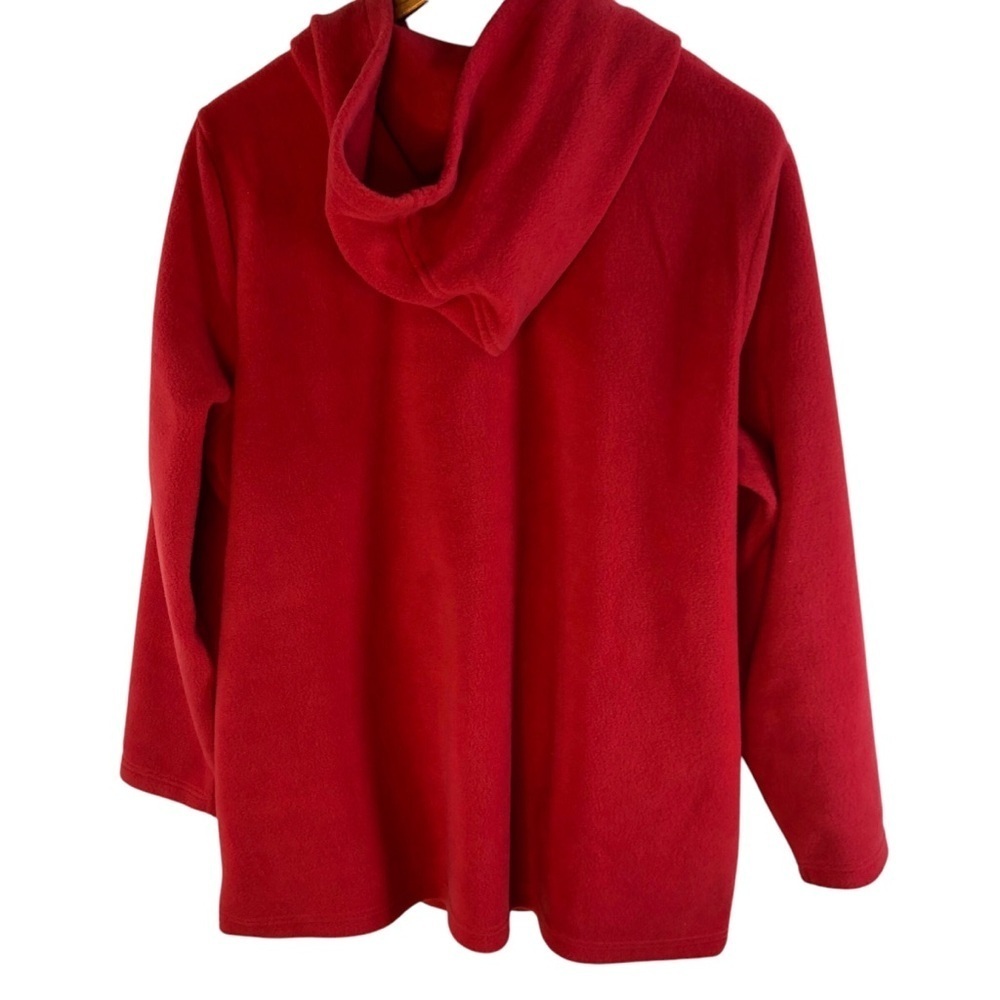 Quacker Factory Fleece Hoodie Women’s 1X Red Jeweled Rhinestone Zipper Cozy - Picture 5 of 13